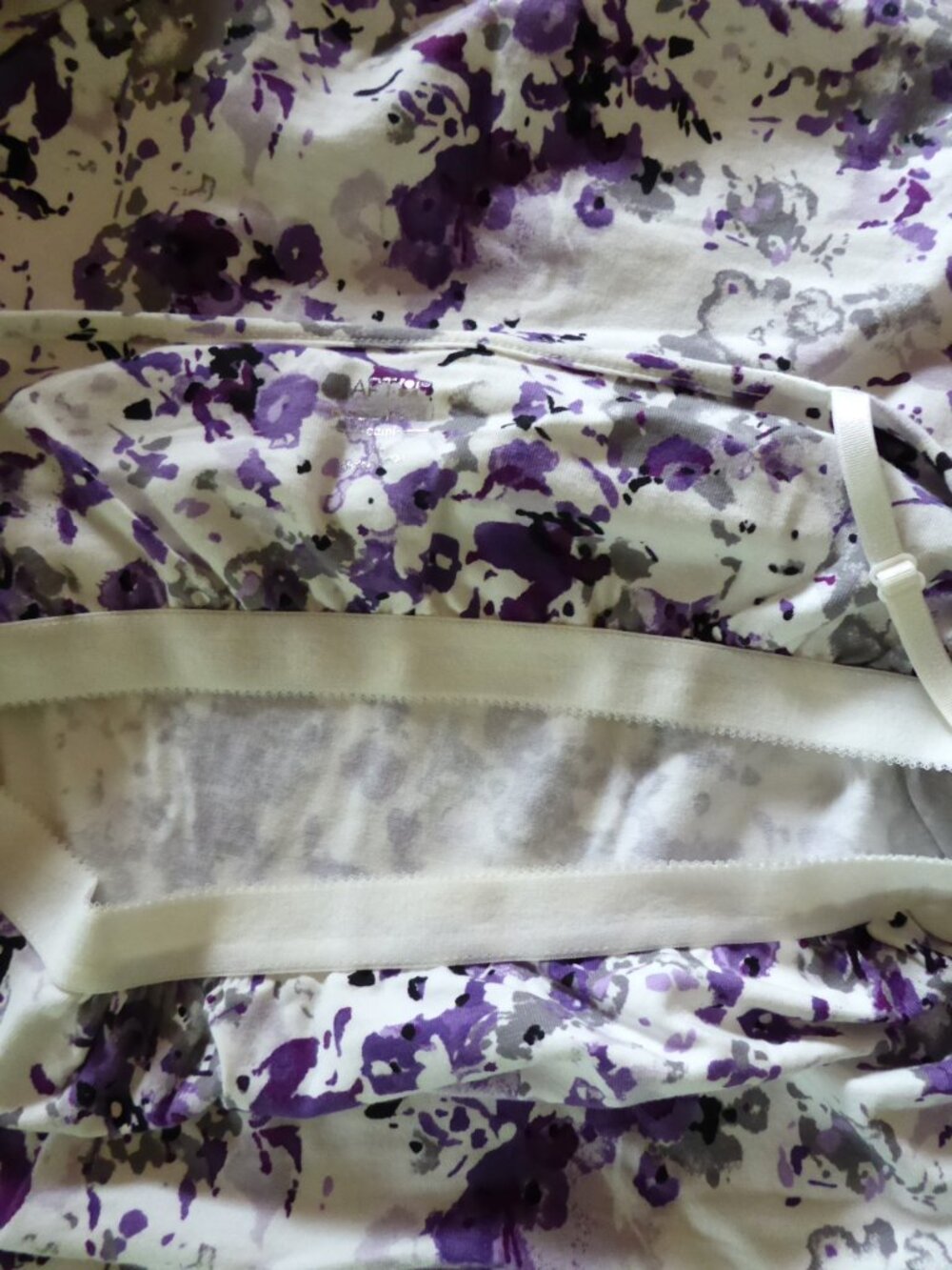 APT. 9 ESSENTIAL BRAND PURPLE FLORAL TANK TOP CAMI SHELF BRA STRETCH XL - Picture 9 of 9